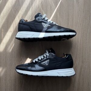 Prada Men's Black and White Sneakers